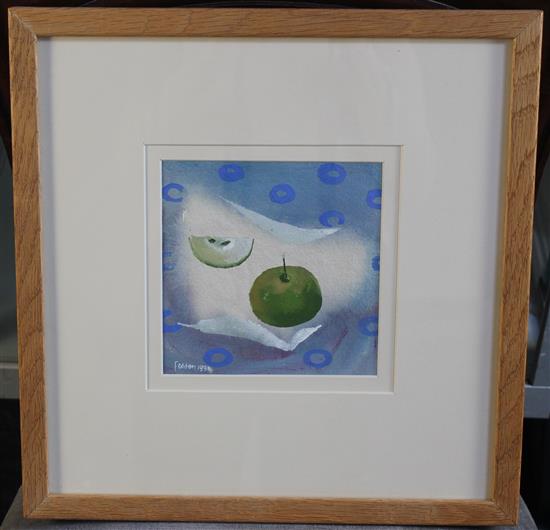 § Mary Fedden (1915-2012) Apples on a table cloth, 5.75 x 5.75in.